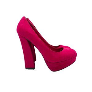 Breckelles High Heels Womens Size 8.5 Pink Faux Suede Round Toe Platform Pumps